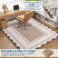 Tapis lavables modernes antidérapants neutres, tapis doux pliable à motif de bordure contemporain, tapis à poils courts-859944473