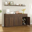 Buffet de 63,1 po avec rangement, grande armoire de rangement avec 2 tiroirs et 4 portes, table basse en bois pour la salle à manger, noyer