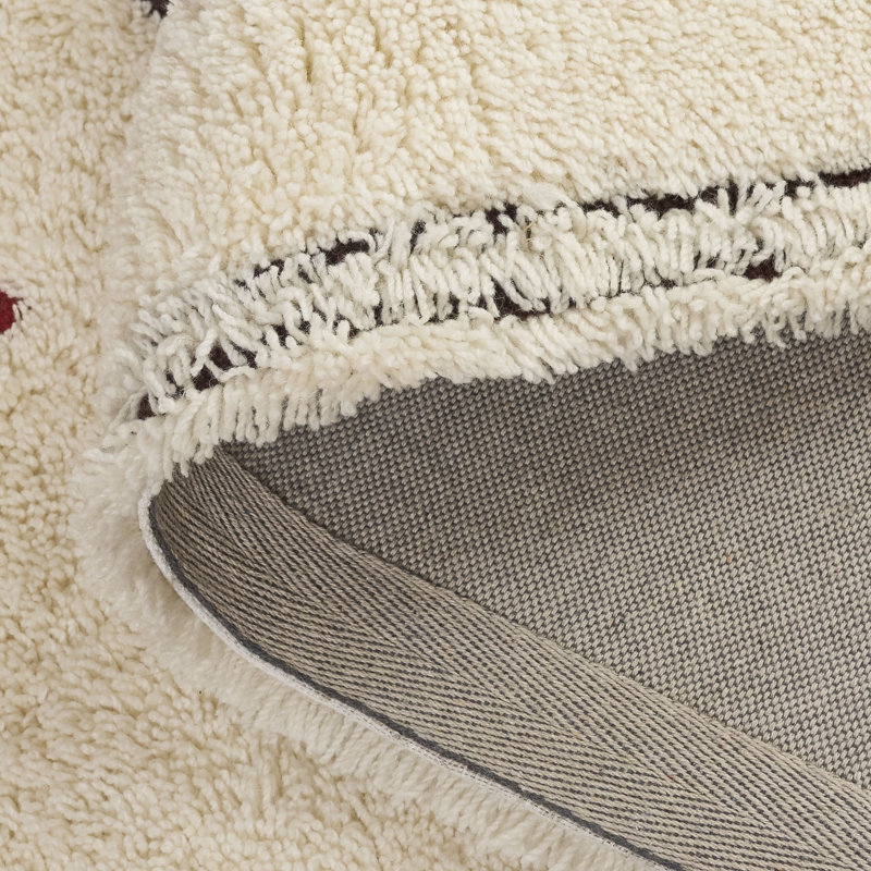 Kaloudis 922 Hand Tufted Wool/Cotton Abstract Indoor Use Only Rug in Ivory/Red, Rectangle 5' x 8'