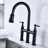 Matte Black Pull-Down Kitchen Faucet - Dual Handles For Precise Temperature And Flow Regulation 360-Degree Rotating High Nozzle Enlarged Cleaning Reach Brass Made Durability Bridge Effortless Handle-84400718-84400719