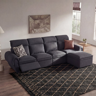 Canapé modulaire inclinable électrique 4 places avec 1 repose-pieds, canapé inclinable avec rangement