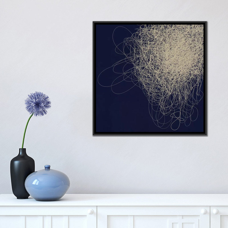 Albree Modern String Cluster, impression sur toile, H 18 po x l 18 po x P 1,5 po, Toile avec cadre noir, Pas de tapis