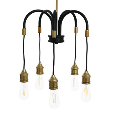 Robert Stevenson Lighting Harper - Exposed Bulb 5-Light 2-Tone Metal Chandelier