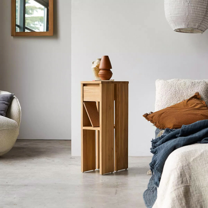 20cm W Solid Wood Bedside Table