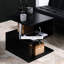 Table basse noire en forme de S de 20 po avec rangement, style élégant, tablette de rangement durable en acier