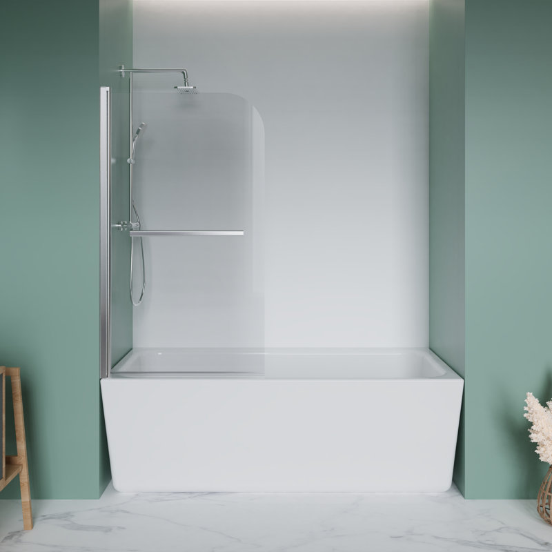 Porte de douche pivotante avec cadre pivotant à 180 ° et poignée en acier inoxydable l 31 po x H 55 po