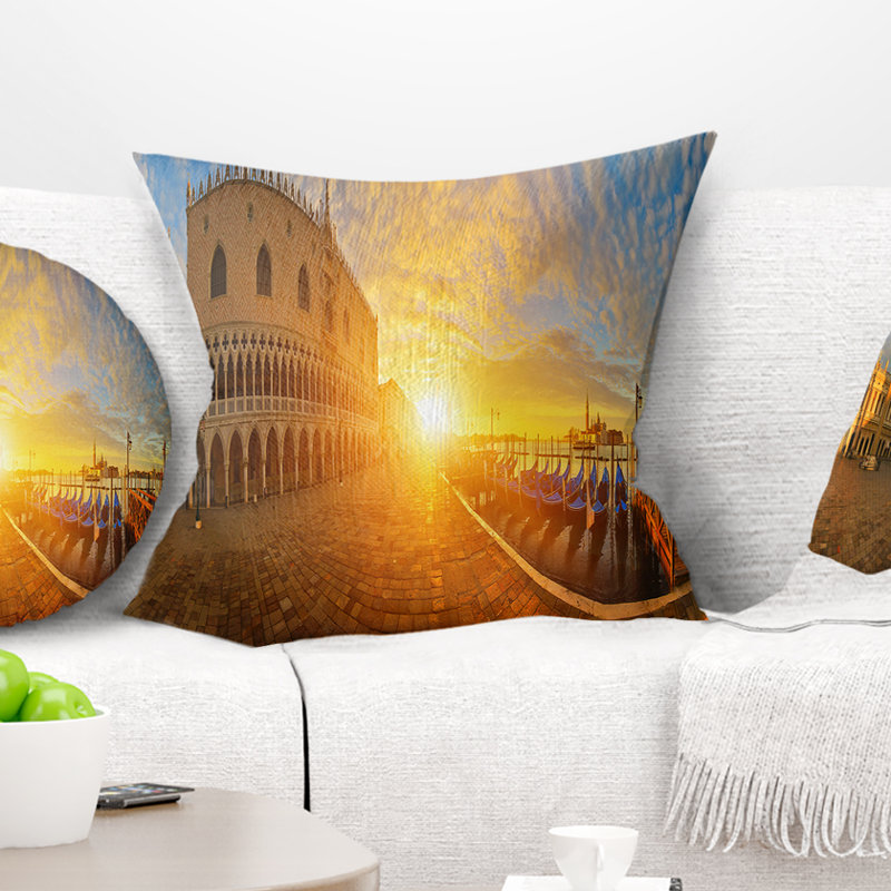 Coussin décoratif de soleil vif dans l’italie cityscape, 18 po x 18 po, Coussin décoratif