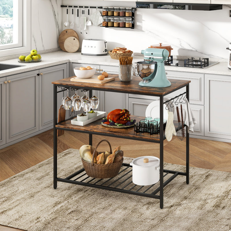 Natal Prep Table, Rustic Brown/Black