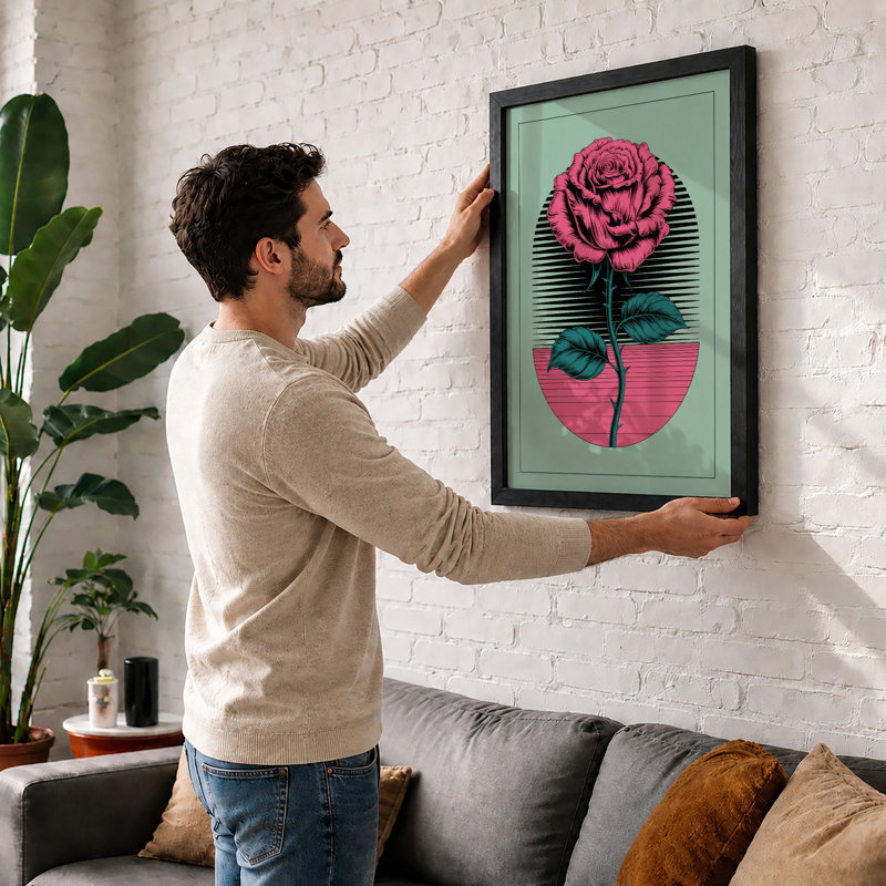 Rose in Pink Modern - Framed Print, A2 - 59.4 x 42.0 cm, White