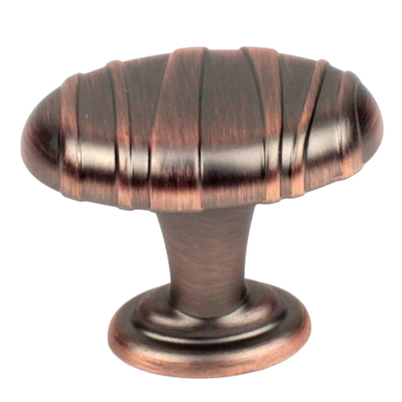 Mackinac Length Oval Knob, Antique Bronze with Copper