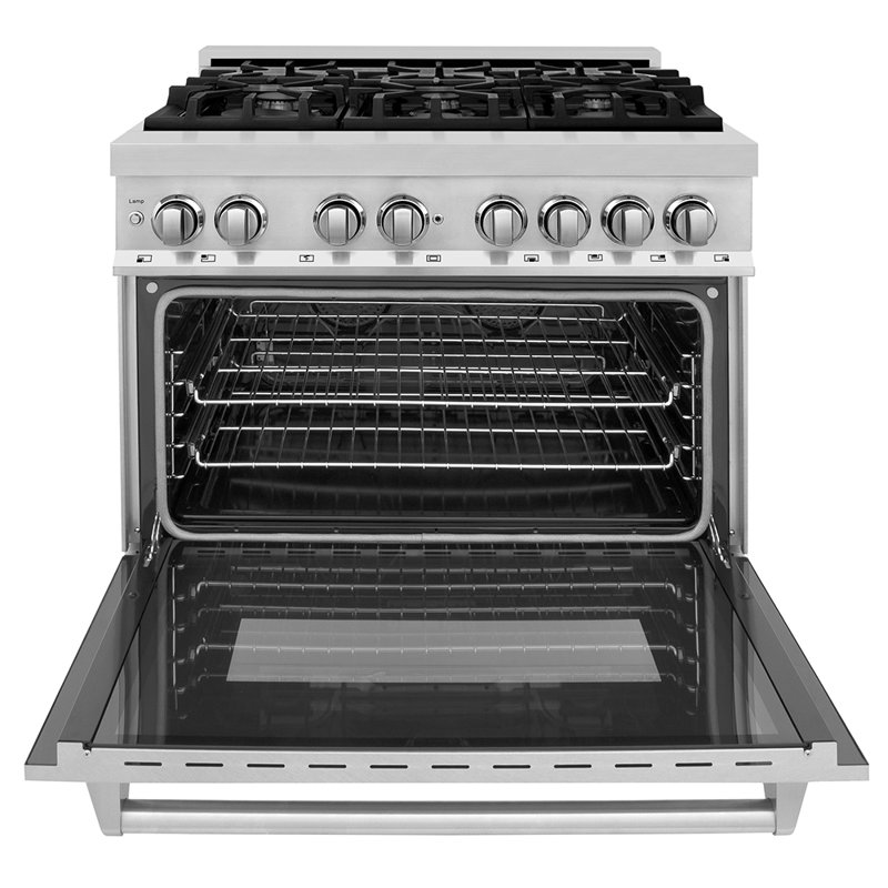 ZLINE 36 in. Legacy Dual Fuel Range w/ 6 Burners & Electric Convection Oven, Satin Stainless Steel