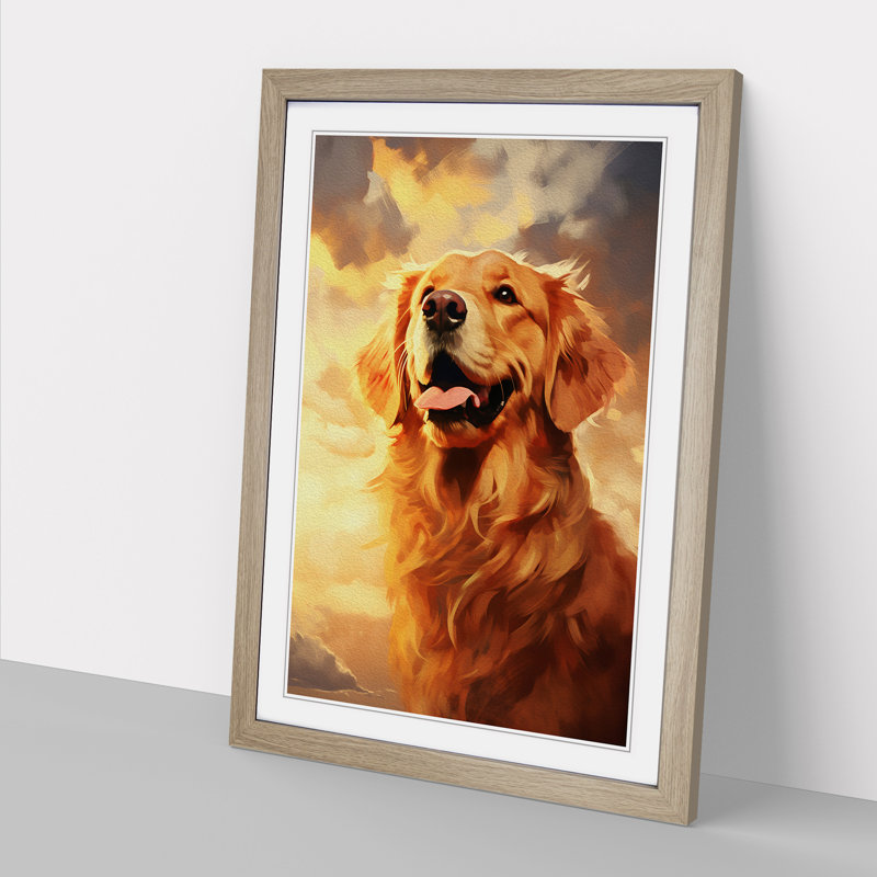 Golden Retriever Romanticism - Single Picture Frame Print on Wood