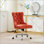 Chaise de bureau moderne rembourrée capitonnée à boutons en chenille avec base en métal chromé, chaise de bureau pivotante réglable