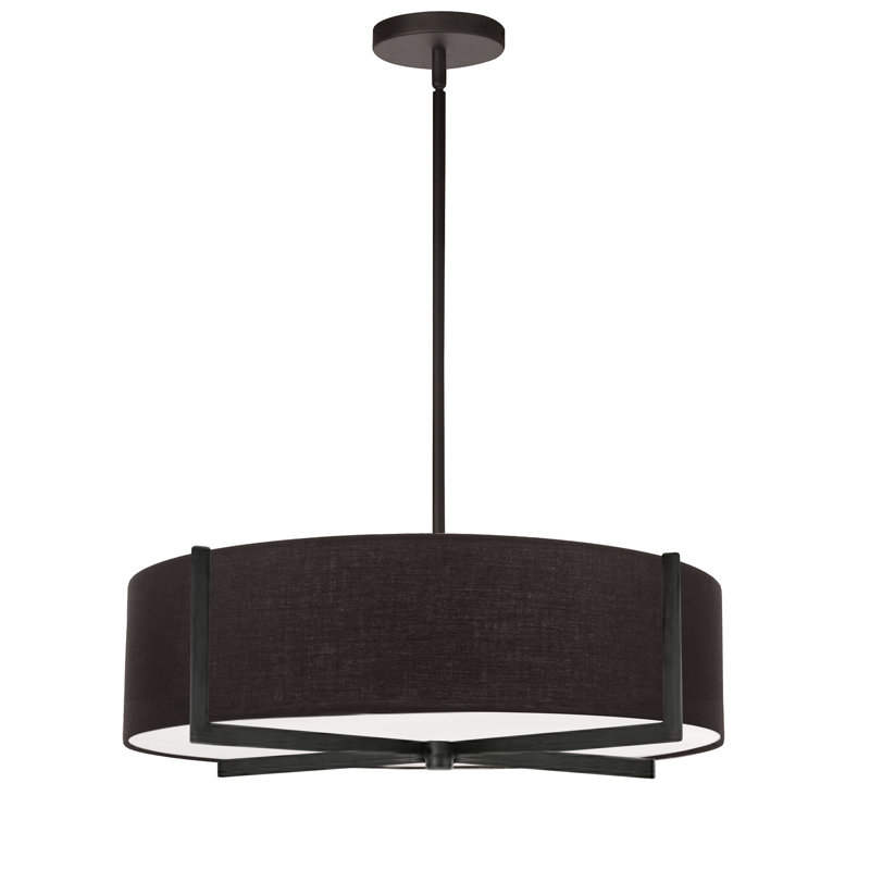 Luminaire suspendu incandescent 4 lumières Preston, Noir mat, Noir