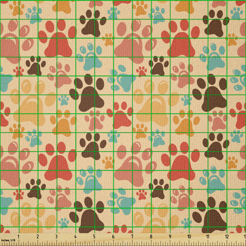 Desarey Paw Print Pattern with Various Sizes Abstract Multi-Purpose Fabric
