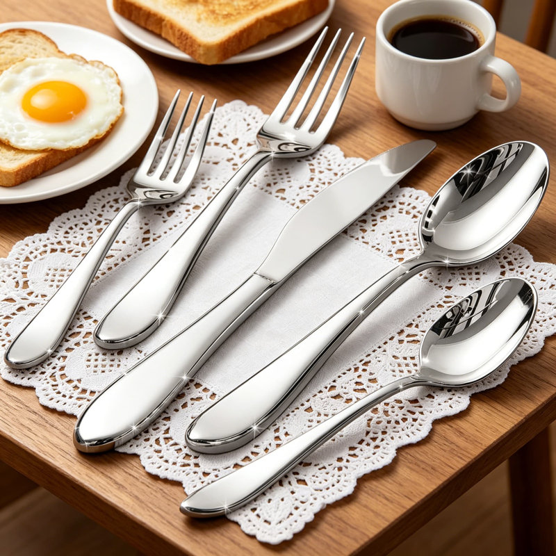 Ensemble de 40 couverts pour 8 couverts en acier inoxydable de qualité supérieure 18/10 avec finition polie miroir, ensemble de couverts allant au lave-vaisselle pour la maison, le restaurant, le mariage et les fêtes