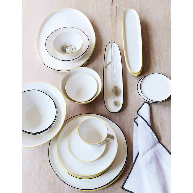 Canvas Home Abbesses Colored Rim Porcelain Appetizer Plate, Black