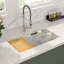 Évier de cuisine encastré en L 30 po à cuve simple en granite avec accessoires-98780272