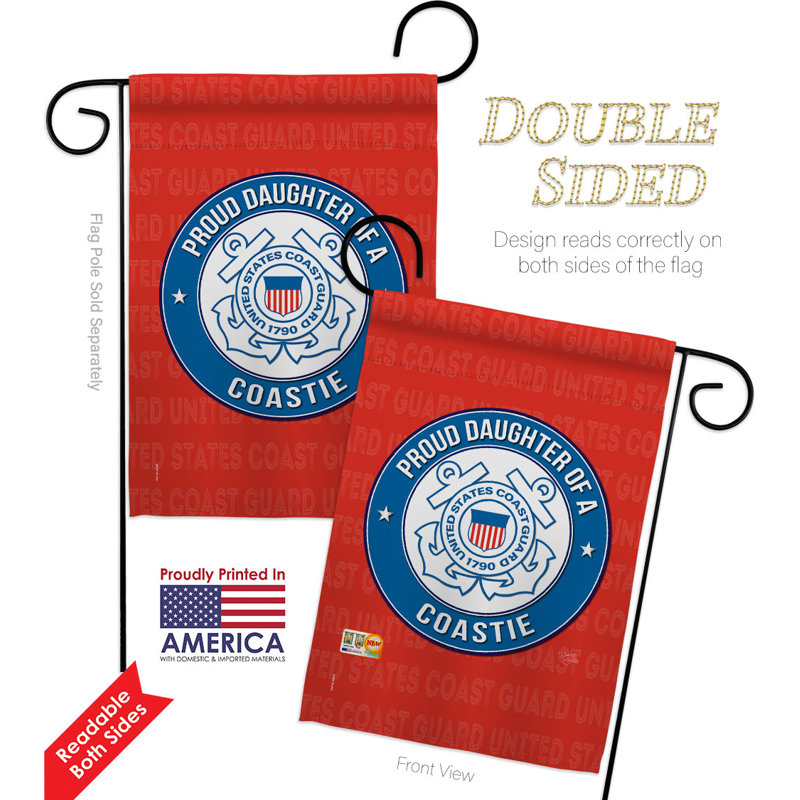 Drapeau de maison en polyester Proud Daughter Coastie, H 18,5 po x l 13 po