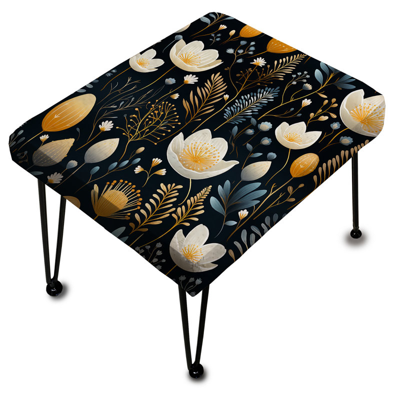 Coastal Serene Floral Pattern - Floral Rectangle Ottoman