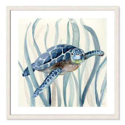 Avynlee 'Turtle in Seagrass I' Framed Watercolor Painting Print