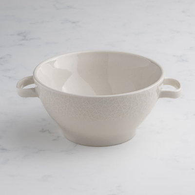 Fabric Crackle Premium Porcelain Privilege Soup Cup with Handle, 10oz | Microwave & Dishwasher Safe