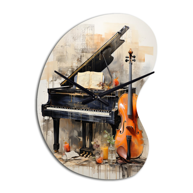 Horloge murale noire musicale, Grand