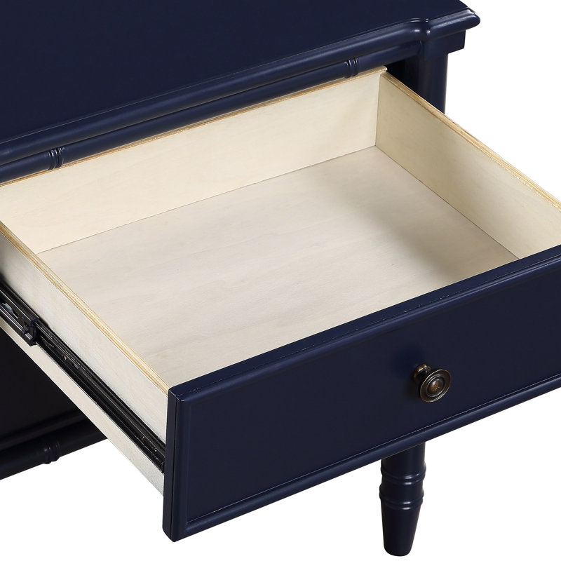 Emmett 2 Drawer Nightstand - Midnight Blue (Only Nightstand), Dark Blue