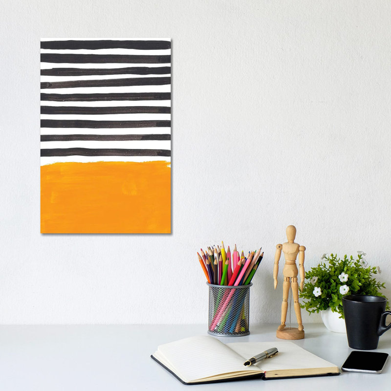 Rothko Remake Yellow Black Stripes by EnShape - Wrapped Canvas Print, 20.32 cm H x 30.48 cm W