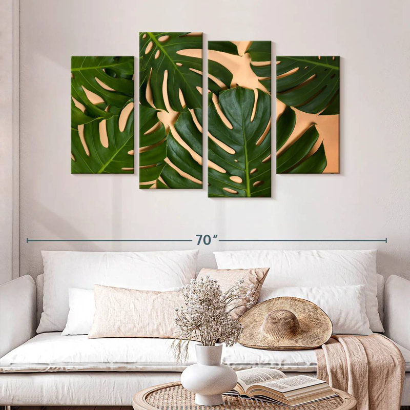 Décor de feuilles Harnek Monstera, H 32 po x l 52 po