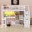Space-Saving Multifunctional Wooden Loft Bed Frame With Desk, Stairs, Bookshelf And Storage Drawers-119926318