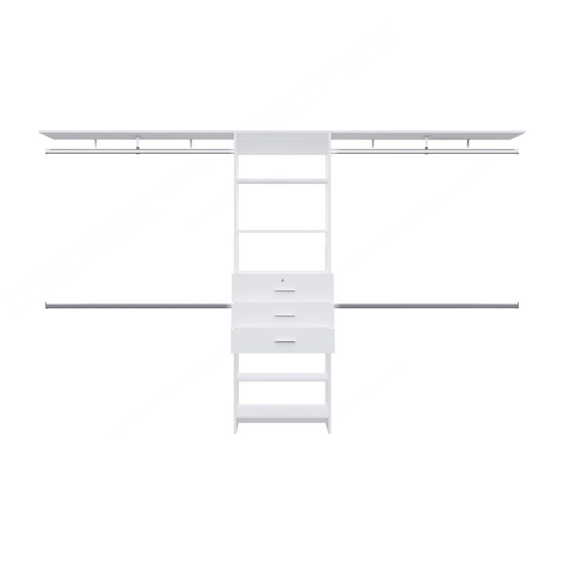 Système de placard, 3 tiroirs, 5 tablettes, Blanc