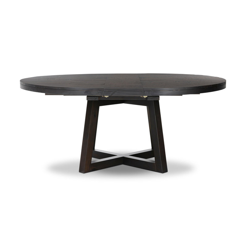 Eberwin Round Extended Natural Dining Table, Dark Carbon