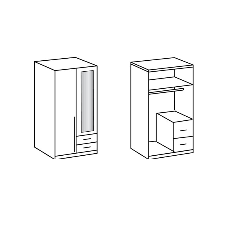 Thorwar 2 Door Manufactured Wood Wardrobe, Plank oak/White