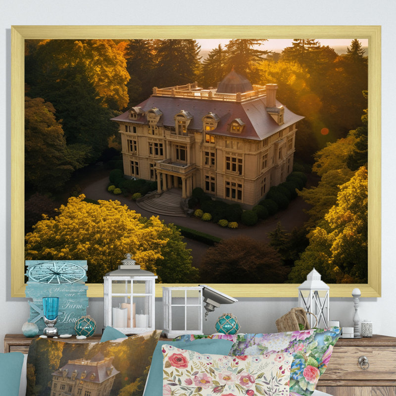 Oregon Pittock Mansion Sunrise I - Oregon, impressions sur toile, H 30 po x l 40 po x P 1,5 po, Encadrement doré