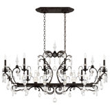 Renaissance 12 Light 56in x 34in Linear Chandelier in Antique Silver with Clear Heritage Handcut Crystals
