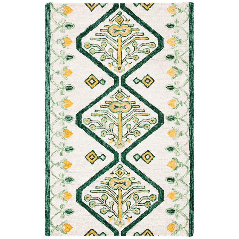 Sundon Hand Tufted Wool Southwestern Rug, Rectangle 3' x 5'