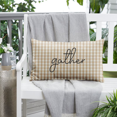 Embroidered Outdoor Reversible Throw Pillow