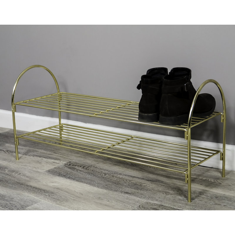 6 Pair Shoe Rack, Gold