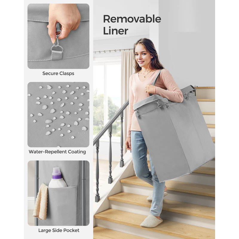 Rolling Laundry Hamper with Handles, Dove Grey