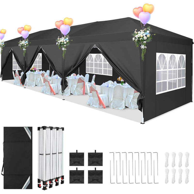 3.5m x 1m Steel Canopy, Black