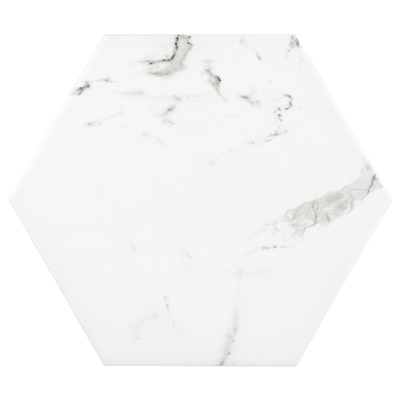 Timeless Hex Calacatta 8-5/8" x 9-7/8" Beveled Porcelain Patterned Wall & Floor Tile