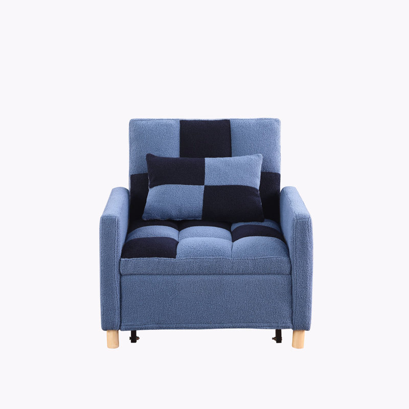 Somdath Sleeper Sofa Chair Bed Multi-Functional Sleeper Chair Upholstered Accent Chair, Blue Teddy