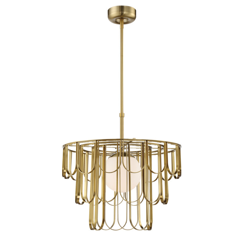 Luminaire suspendu géométrique unique à 1 lumière Hialmar, Laiton, H 67,8 po x l 24 po x P 24 po