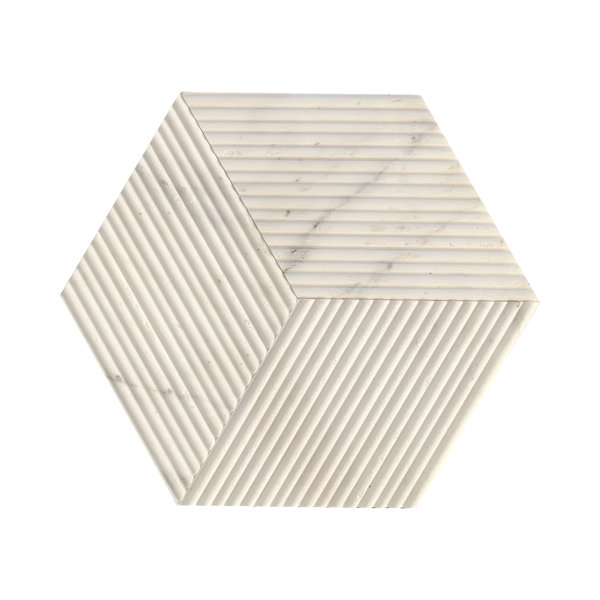 Hexagon Marble,Natural Marble, For Wall,Fs Textured Finished, 3D Fluted Marble, Natural Stone, Genuine Marble, Real Marble, 1 Box 12 Pcs