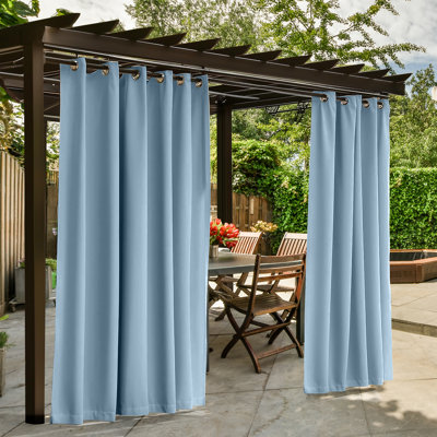Outdoor Patio Curtains Waterproof - Darkening Thermal Insulated Curtains For Porch, Pergola, Cabana - Sunproof Blackout Drapes With Rust Proof Grommets, Set Of 5 Panels,Aqua