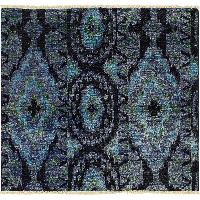 Tapis décoratif en laine noué à la main de conception unique 5 pi x 5 pi 1 po Bergeman New Age