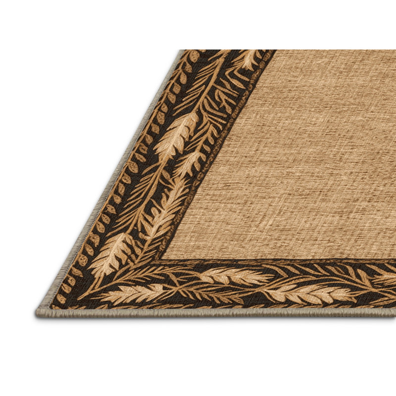 Washable Wheat Stalk Frame Farm Area Rug, Rectangle 3' x 5'