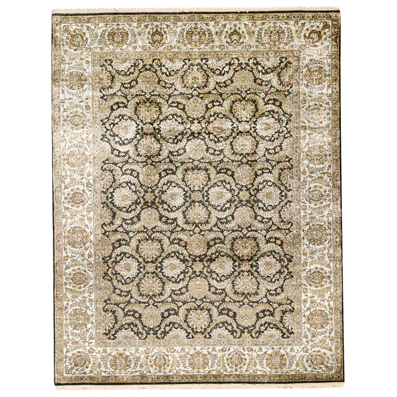 High-Quality Hand-Knotted Black And Grey Area Rug