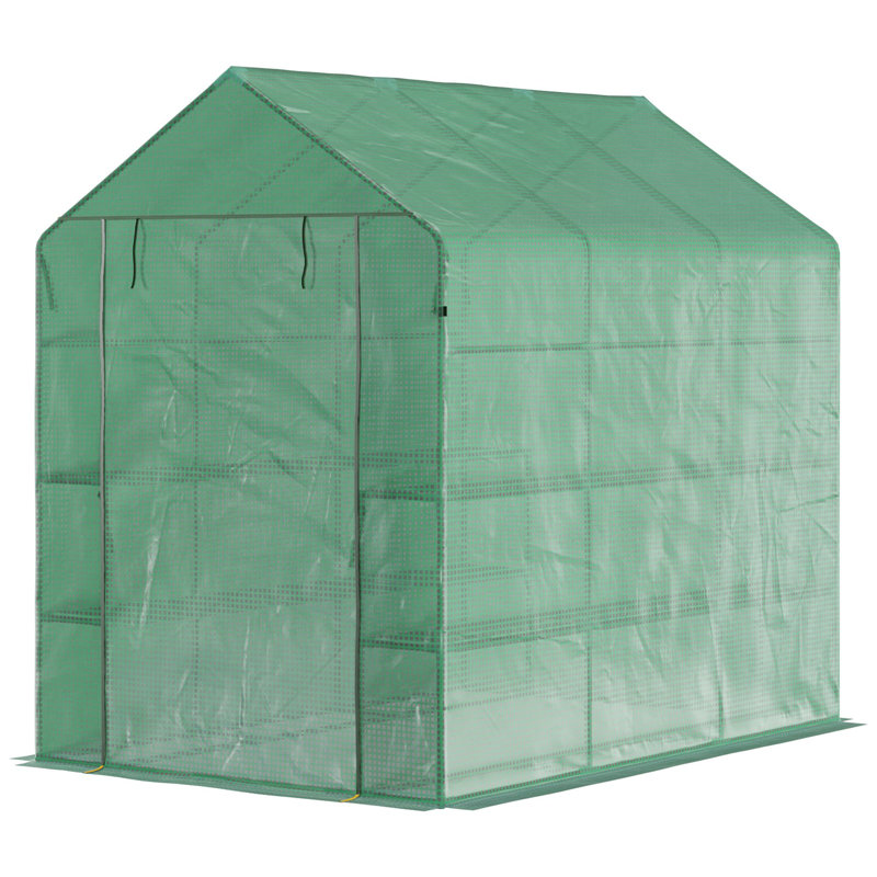 8' x 6' x 7' Portable Walk-In Greenhouse Hot House, 7' H x 8' W x 6' D, Green